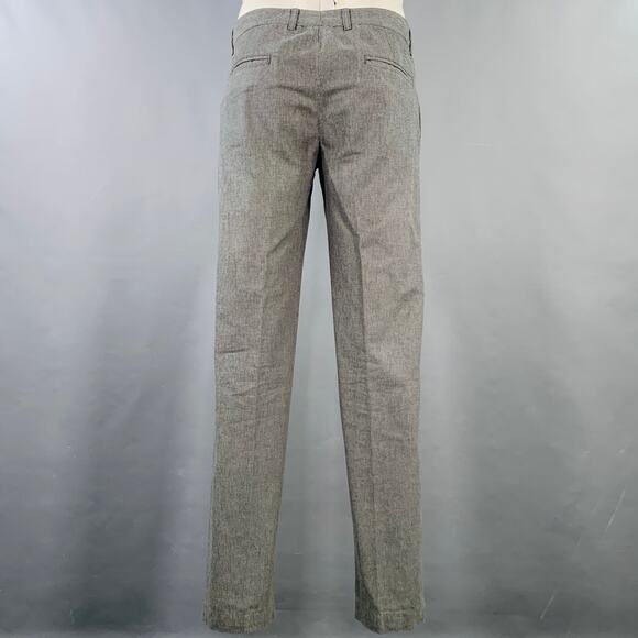 DANIELE ALESSANDRINI Size 34 Grey Twill Cotton Flat Front Dress Pants - Picture 3 of 7